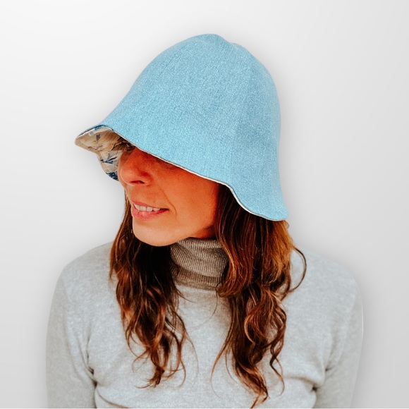 ♻️ Upcycle Summer Bucket Hats Spring Hat Reversible Womens Small Eco-Friendly - Picture 6 of 9